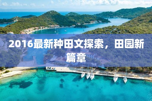 2016最新种田文探索，田园新篇章