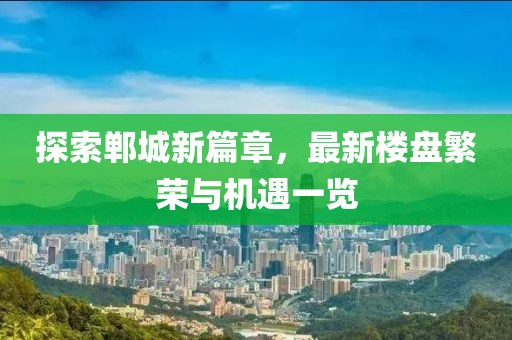 探索郸城新篇章，最新楼盘繁荣与机遇一览