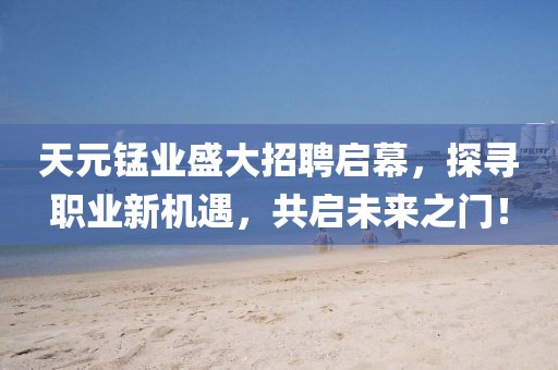 天元锰业盛大招聘启幕，探寻职业新机遇，共启未来之门！