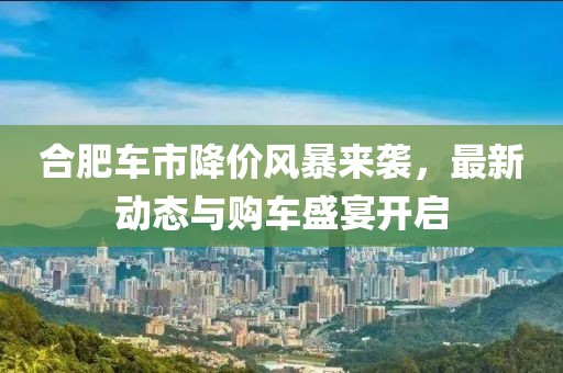合肥车市降价风暴来袭，最新动态与购车盛宴开启