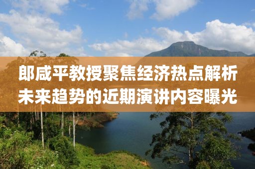 郎咸平教授聚焦经济热点解析未来趋势的近期演讲内容曝光