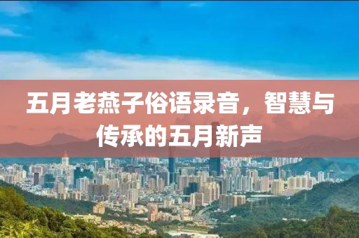 五月老燕子俗语录音，智慧与传承的五月新声