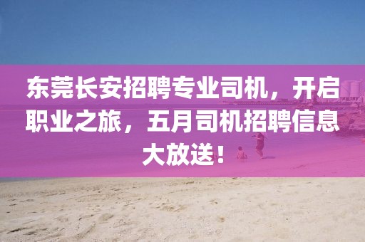 东莞长安招聘专业司机，开启职业之旅，五月司机招聘信息大放送！