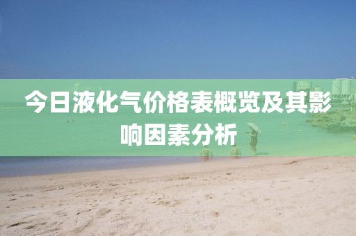 今日液化气价格表概览及其影响因素分析